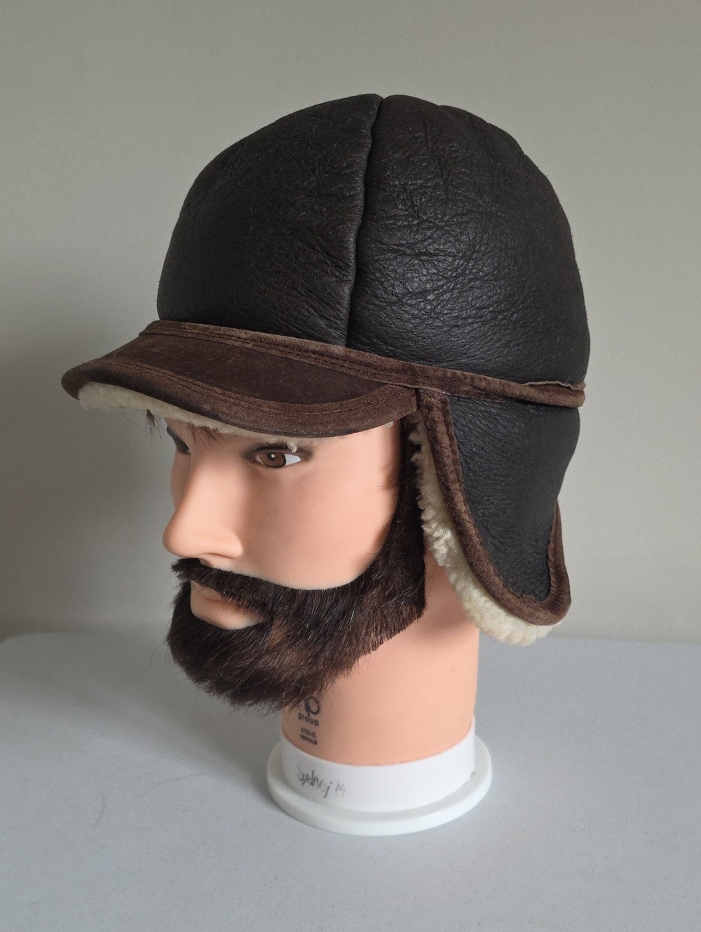 Paul Leinburd by CrownCap | Shearling Aviator Cap Hat Brown Vintage Sz M